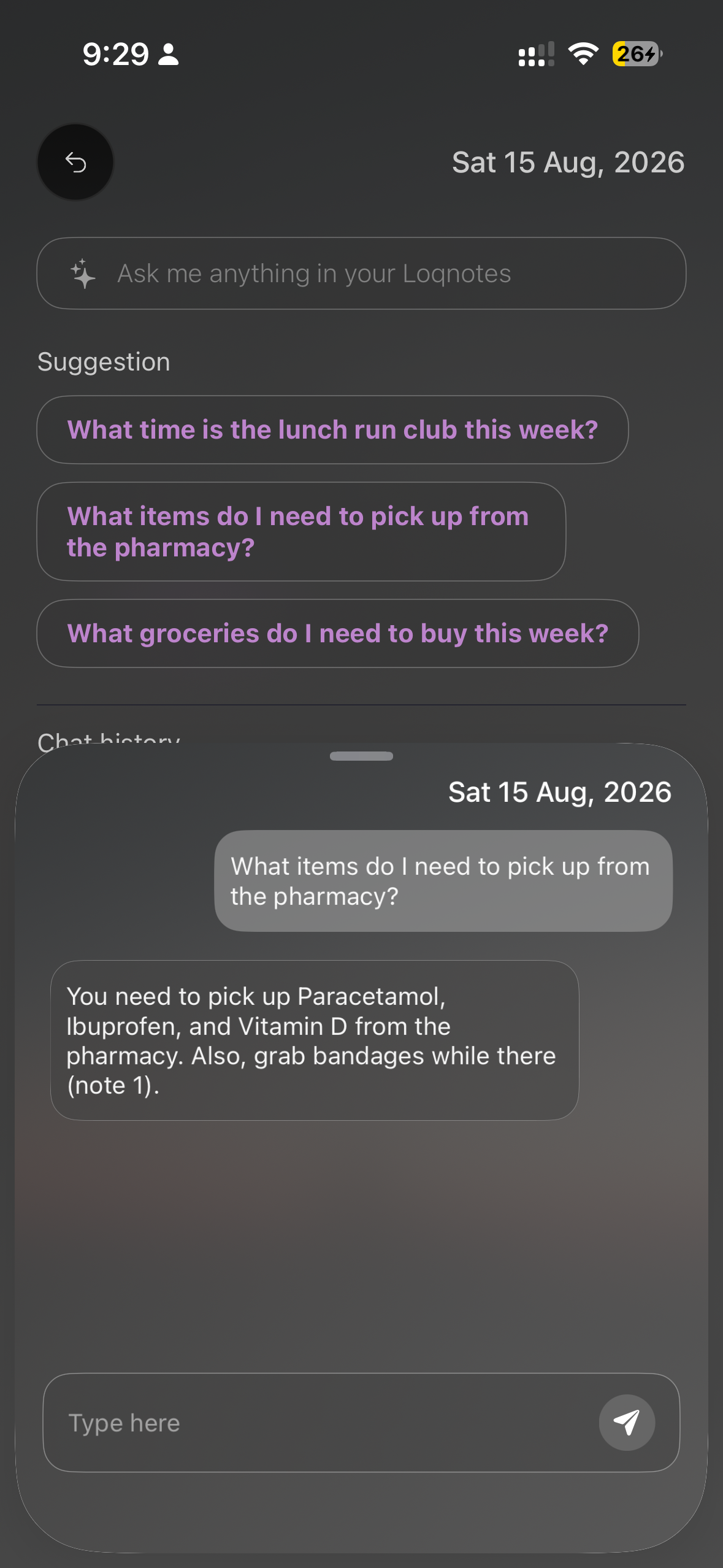 Loqnotes AI answering from your own notes