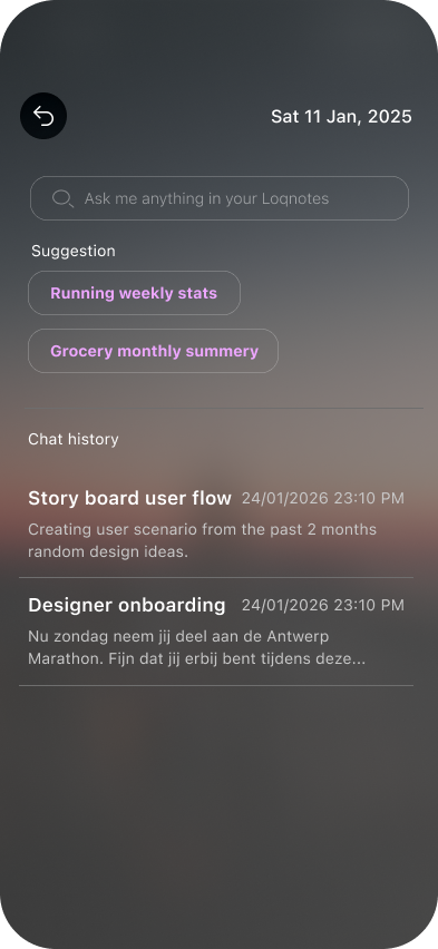 Loqnotes suggestions and chat history