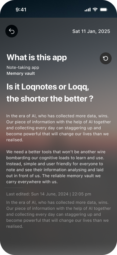 Loqnotes notes screen